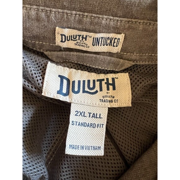 Duluth Trading Shirt Mens 2XL Tall Gray Coolmax Long Sleeve Button Up Untucked - Picture 2 of 11
